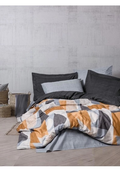 Çift Kişilik Nevresim Takımı %100 Pamuk Ranforce 200x220 Cm Gri Giorno Bx-316136 Diğer