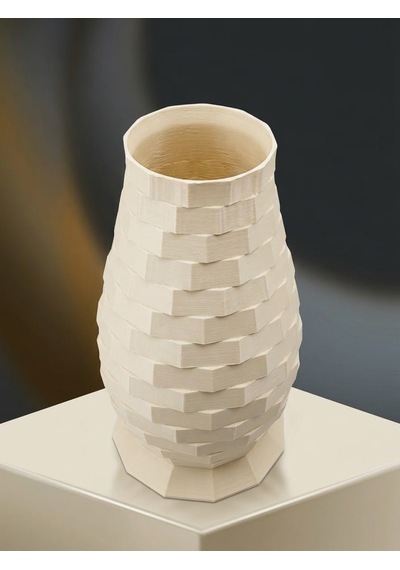 3d Fildişi Vazo Geometrik Özel Baskı