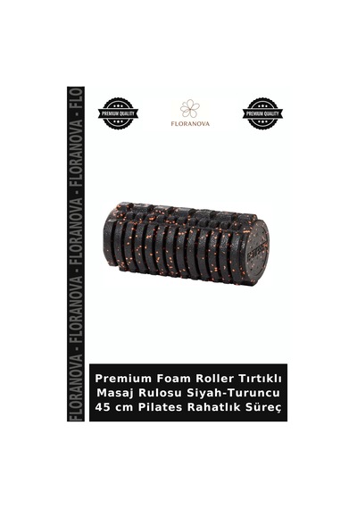 Premium Foam Roller Tırtıklı Masaj Rulosu Siyah-turuncu 45 Cm Pilates Rahatlık Süreç Siyah - Turuncu
