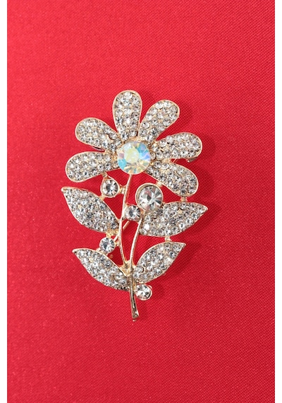 Seviyor Sevmiyor Papatya Broş Gold Renkli Çiçekli Kristal Taşlı Kadın Yaka İğnesi Çiçek Broş Çok renkli