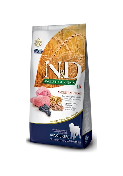 N&D Kuzu Etli ve Yaban Mersinli Düşük Tahıllı Büyük Irk Yetişkin Köpek Maması 12 KG