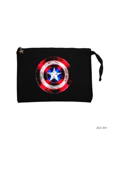 Zepplin Giyim Captain America Sheild Neon Siyah Clutch Astarlı Cüzdan