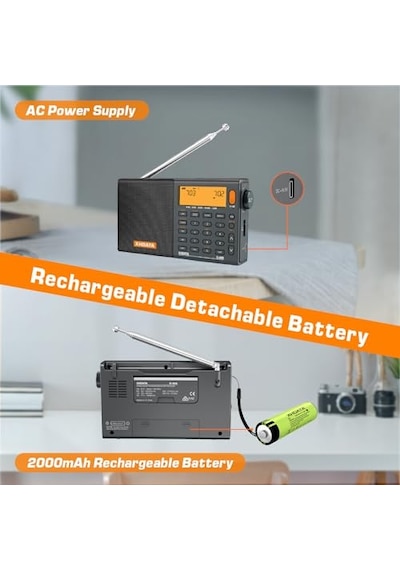 Ayrex Xhdata D-808 Taşınabilir Dijital Radyo Ukw Stereo/kw/mw/lw Ssb Rds Air Band Multi-band-radio Hoparlör İle Lcd-g