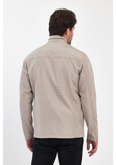 Sivaist Erkek Açık Krem Regular Uzun Mevsimlik Pamuk Polyester Karışımlı Safari Mont - Taş Rengi Taş