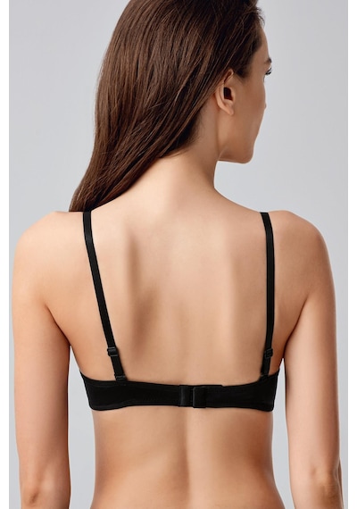 New Bra Kadın B Kap Desteksiz Basic Saten Görünümlü Sütyen Siyah 7025 Siyah