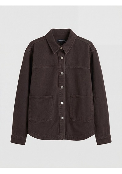 Lcw Everyday Kahverengi Gömlek Yaka Oversize Kadın Jean Ceket