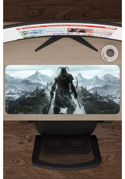 Skyrim Kaymaz Dikişli Kauçuk Oyuncu Mousepad V1 - 70x30 Xl Gaming Mouse Pad Fare Altlığı