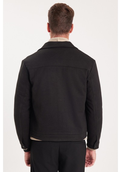 Tudors Erkek Slim Fit Dar Kesim Çift Cepli Çıtçıt Kapamalı Siyah Mont-46275 Siyah