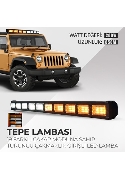 Turuncu Beyaz Çakarlı 85 cm Çakarlı Led Bar Off Road