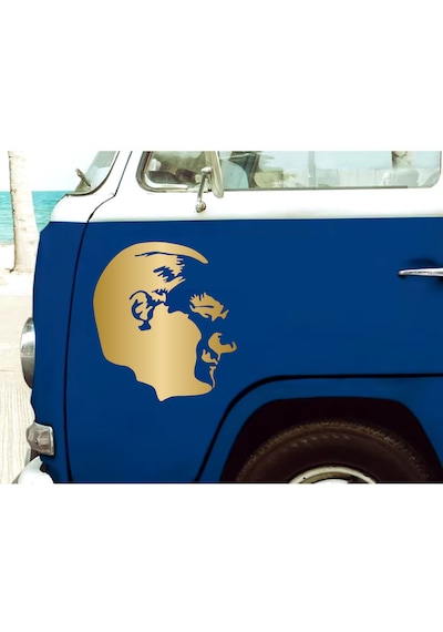 Sticker Dizayn Atatürk Silüet Sticker - Araba Oto Motosiklet Karavan Cam Sticker - 00392 15x13 Cm