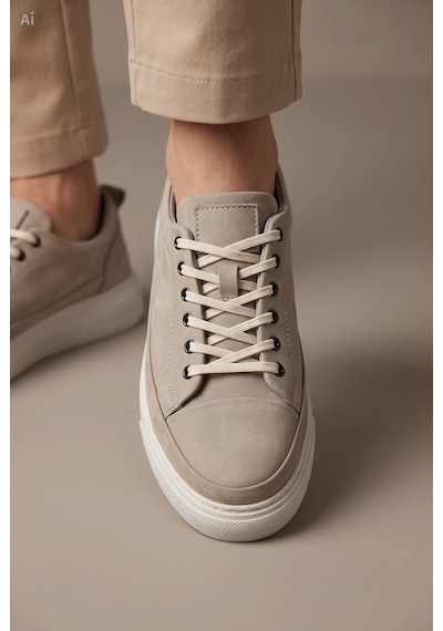 Whiteface Stilist Store Hakiki Deri Günlük Casual Sneaker Günlük Ayakkabı Gri