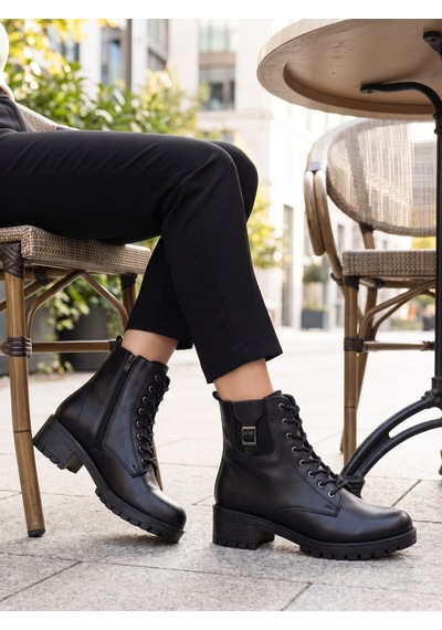 Nesilshoes Nesil Shoes Marr 851 Hakiki Deri İçi Kürklü Kadın Bot Siyah
