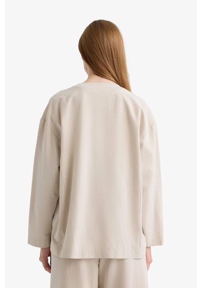 Defacto Regular Fit V Yaka Keten Karışımlı Kimono F7958ax25aubg702 Bej