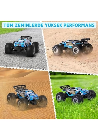Giffy/oyuncak 2.4 Ghz Uzaktan Kumandalı Şarjlı Led Işıklı Drift Atan 15 Km Hız Yapan Off Road Araba 45 Dk Sürüş Süresi 1200 Mah Batarya Mavi