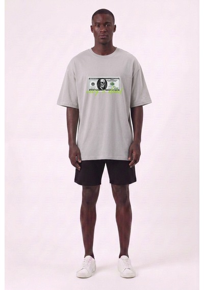Blow Up Money Gri Oversize Erkek T-shirt 142874 SİYAH
