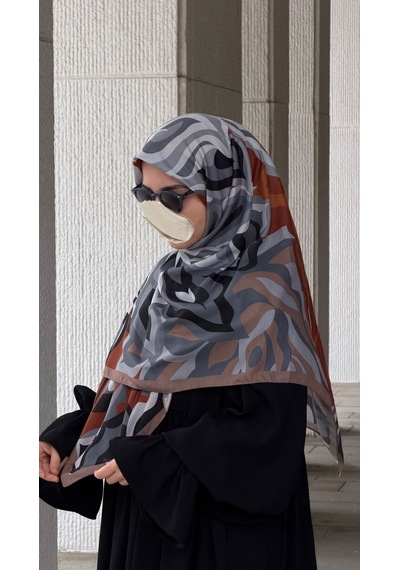 Qalortex Scarf Pamuklu Soft Mihrâ Desen Eşarp-taba