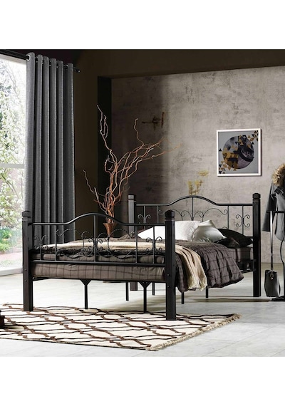 Argimo Yakamoz Çift Kişilik Ferforje Metal Karyola Siyah 150 x 200