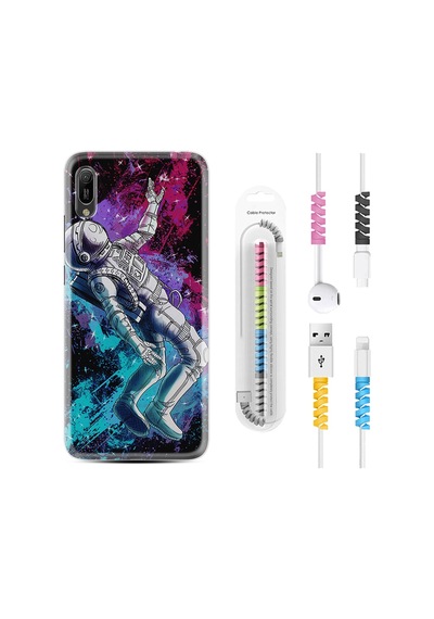 Huawei Y6 2019 Kılıf Kablo Koruyuculu Astronot Signs 1753