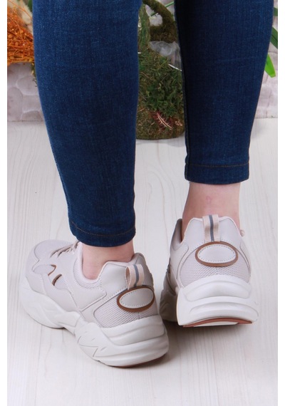 Fort 2107 Lmb Rahat Hafif Kalın Taban Sneaker Kadın Spor Ayakkabı Kum