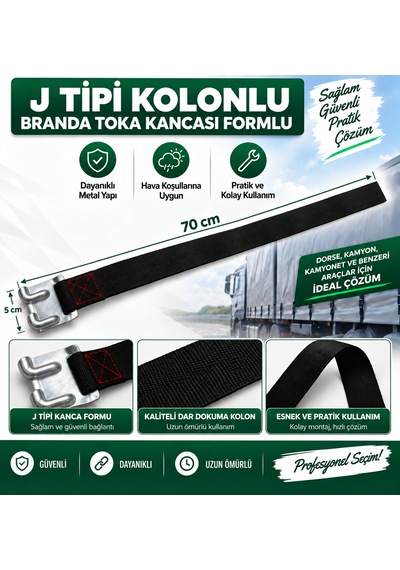 Dorse Kamyon Kamyonet Kolonlu Branda Toka Kancası J Tipi Branda Bağlantı Kancası Metal Branda Sabitleme Aparatı 1 Adet