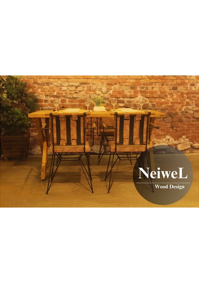 Neiwel Garden Sean Doğal Ahşap Bahçe Yemek Masası-70-100 Açık Ceviz