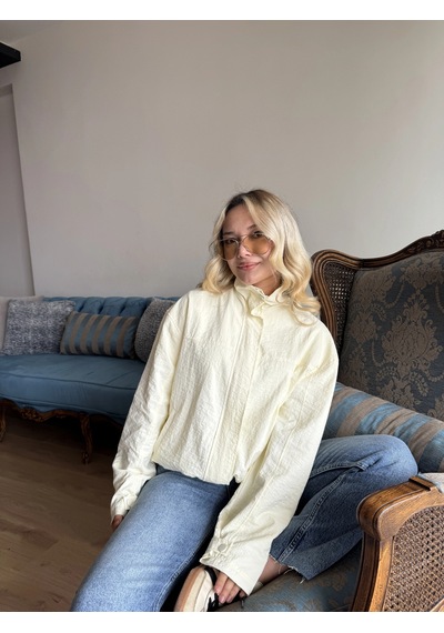 Keymoda Kadın Dik Yaka Bomber Ceket Ekru