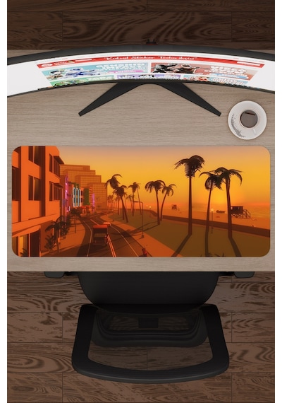 Gta Vice City Kaymaz Dikişli Kauçuk Oyuncu Mousepad V5 - 70x30 Xl Gaming Mouse Pad Fare Altlığı