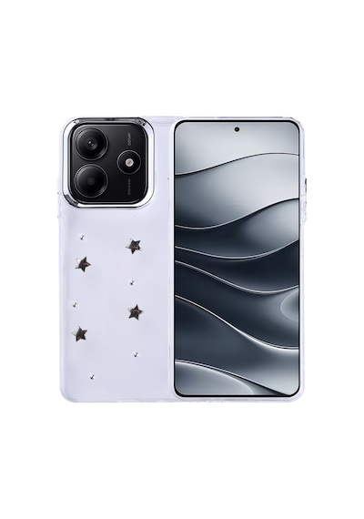 Kilifone - Redmi Note 14 4g Uyumlu Kılıf Airbag Tasarımlı Simli Şeffaf Kutup Kapak - Yıldız - T37077
