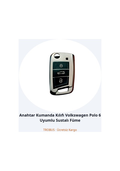 Trobus Anahtar Kumanda Kılıfı Volkswagen Polo 6 Uyumlu Katlanır Füme