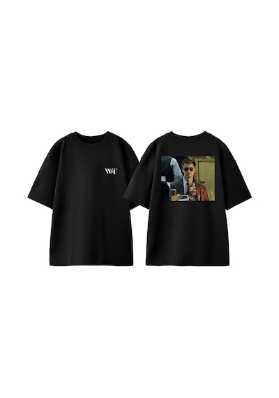 Thewert Fight Club 12 Tasarım Sırt Baskılı Pamuk Siyah Oversize T-shirt