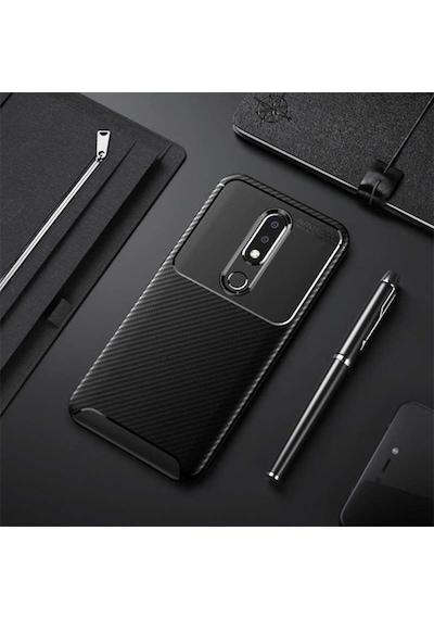 Nokia 5.1 Plus Kılıf Karbon Silikon Case