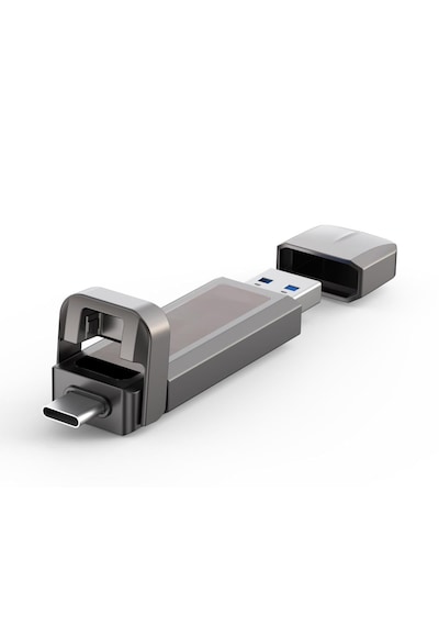1tb Usb 3.2 + Type-c Çift Girişli Taşınabilir Flash Bellek Yüksek Hızlı, Dayanıklı Ve Şok Korumalı Gri