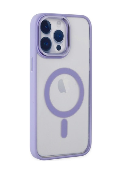 iPhone Uyumlu 14 Pro Max Uyumlu Kamera Korumalı Magsafe Şeffaf Kılıf Lila