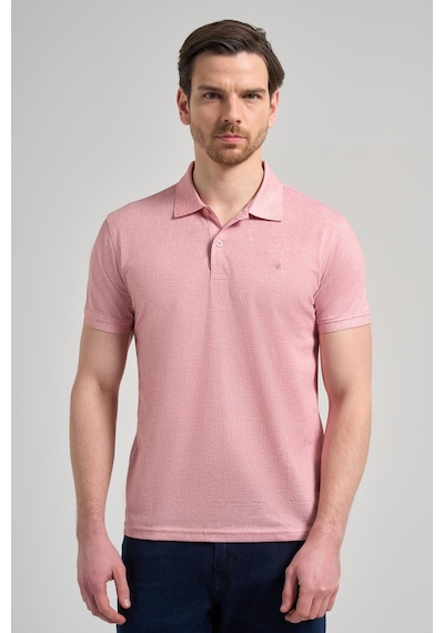 Pudra Kısa Kol Baskılı Pike Polo Yaka Cepsiz Esnek Casual Slim Fit Tişört 1011250151 Pudra