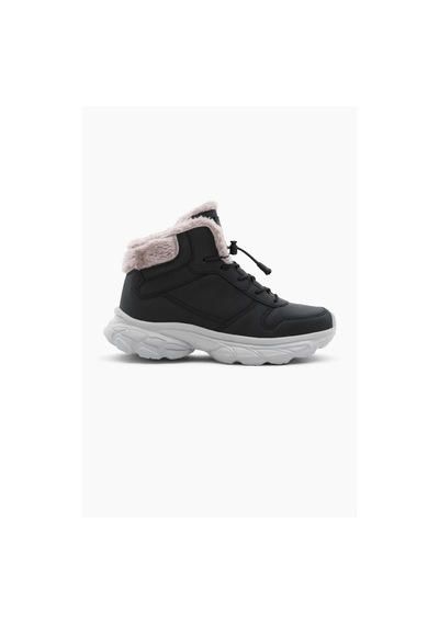 Tonny Black Çocuk Unisex Siyah Faylon Taban İçi Kürklü Lastik Bağcıklı Bot Tbals020 101 Siyah