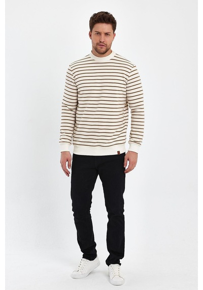 Alexander Gardi Alexandergardı Bisiklet Yaka Çizgili Sweatshirt E23-761a-erk Kahverengi