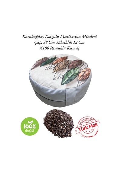 Zafu Karabuğday Dolgulu Meditasyon Minderi Yapraklar 2024-3yp