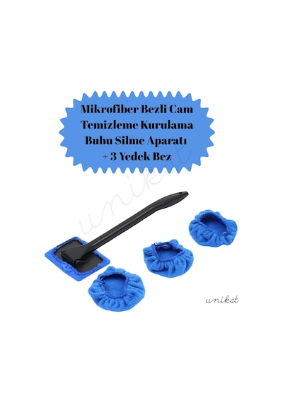 Mikrofiber Bez Cam Temizleme Aparatı 3 Adet Yedek Başlıklı 1 Adet