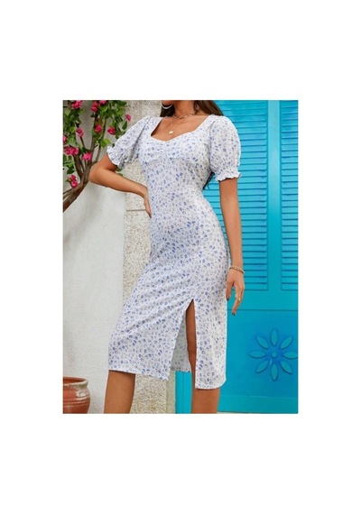 Butik İstanbul Kadın Kısa Kollu Yakası Büzgü Detay Kolu Lastikli Çiçek Baskı Elbise Beyaz Butik İstanbul Kadın Kısa Kollu Yakası Büzgü Detay Kolu Lastikli Çiçek Baskı Elbise Beyaz