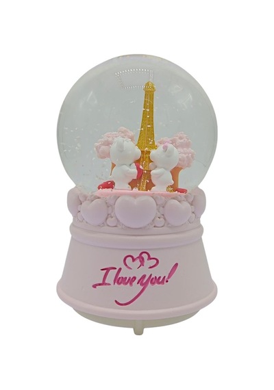 Romantik Paris Love Kar Küresi Müzikli Ve Işıklı 13cm
