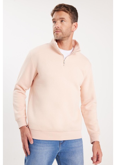 Tudors Unisex Relax Fit Rahat Kesim Pamuklu İçi Polarlı Yarım Fermuarlı Somon Dik Yaka Sweatshirt-35161 Somon Tudors Unisex Relax Fit Rahat Kesim Pamuklu İçi Polarlı Yarım Fermuarlı Somon Dik Yaka Sweatshirt-35161 Somon