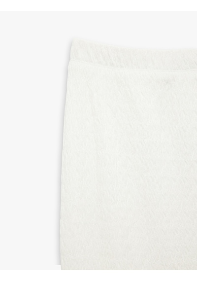 Koton Yüksek Bel Slim Fit Yırtmaç Detaylı Astarlı Midi Kalem Etek Ekru 5sal70006ık Ekru