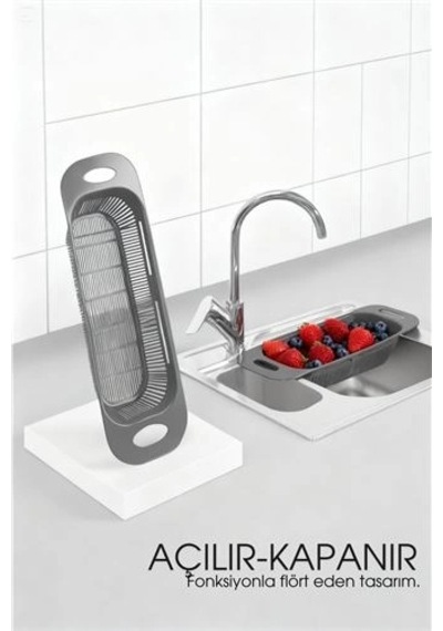 Ayarlanabilir Sürgülü Lavabo Süzgeci Mutfak İçin Pratik Ve Şık Tasarım Gri 722439