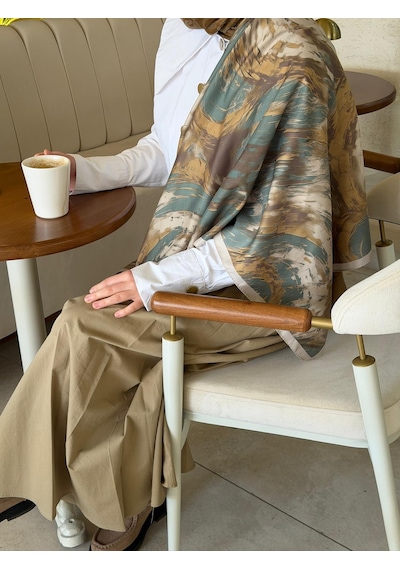 Qalortex Scarf Pamuklu Soft Lara Desen Eşarp-çimen Çimen