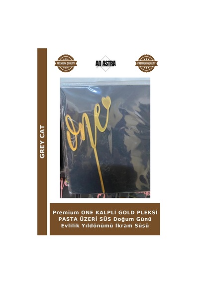 Premium One Kalpli Gold Pleksi Pasta Üzeri Süs Doğum Günü Evlilik Yıldönümü İkram Süsü Altın