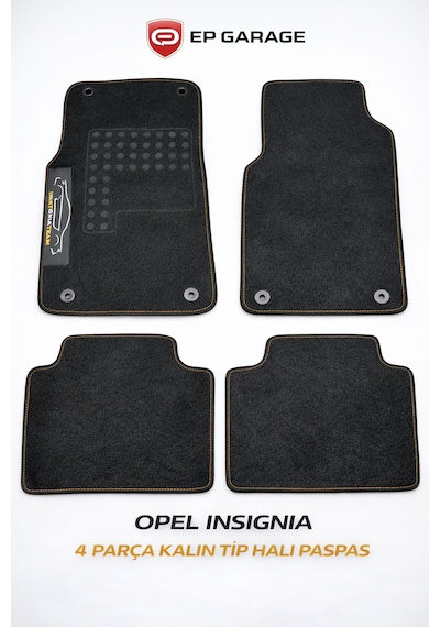 Opel Insignia 4 Parça Siyah Halı Paspas Seti Kalın Tip