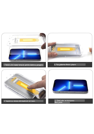 Apple Uyumlu   iPhone 16 Pro Kolay Uygulama Aparatlı 9h Hd Ekran Koruyucu