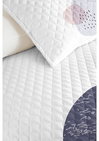 Geometrik Gri Genç Odası Tek Kişilik Pike Takımı - Modern Pudra 160x220 Cm Kapitone Yatak Örtüsü Gizli Çayır Pususu