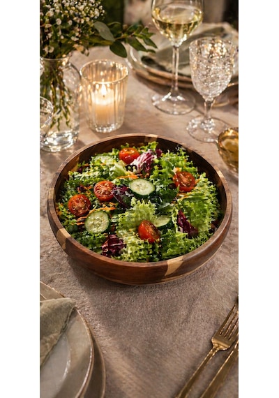 Akasya Kase 20 Cm- Akasya Büyük Boy Kase Ve Sunumluk- Mien Akasya Salata Kasesi 20 Cm Kahve Tonları