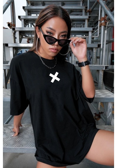 Flood Of Style Unisex X Baskılı T-shirt Siyah